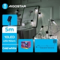 Aigostar - LED Ηλιακή Χριστουγεννιάτικη Γιρλάντα 10xLED/8 λειτουργίες 6,5μ 500 mAh IP65 ψυχρό λευκό