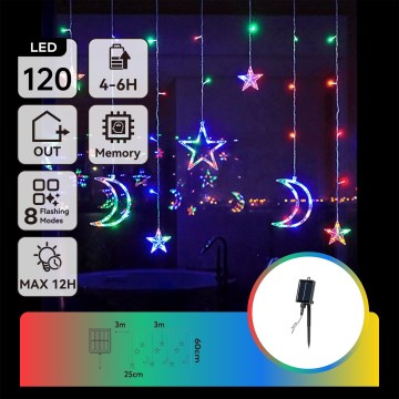 Aigostar - LED ηλιακή χριστουγεννιάτικη γιρλάντα 120xLED/8 λειτουργίες 3x0,6 m 500 mAh IP65 πολύχρωμη