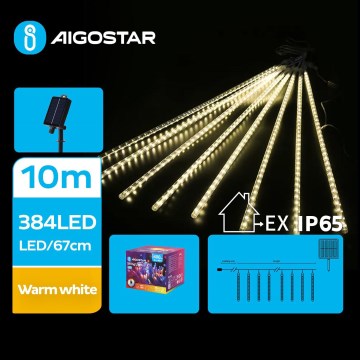 Aigostar - LED ηλιακή χριστουγεννιάτικη γιρλάντα 384xLED/13m 1200 mAh IP65 θερμό λευκό