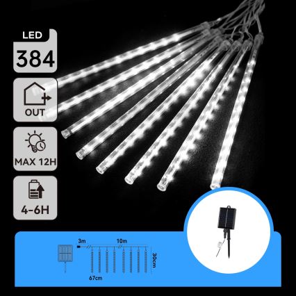 Aigostar - Ηλιακή LED χριστουγεννιάτικη γιρλάντα 384xLED/13m IP65 1200 mAh ψυχρό λευκό