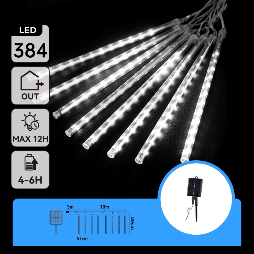 Aigostar - Ηλιακή LED χριστουγεννιάτικη γιρλάντα 384xLED/13m IP65 1200 mAh ψυχρό λευκό
