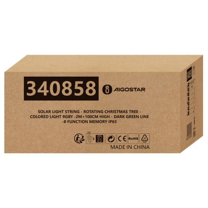 Aigostar - Ηλιακή χριστουγεννιάτικη διακόσμηση LED/0,59W/3,7V 100 cm IP65 130 mAh πολύχρωμη