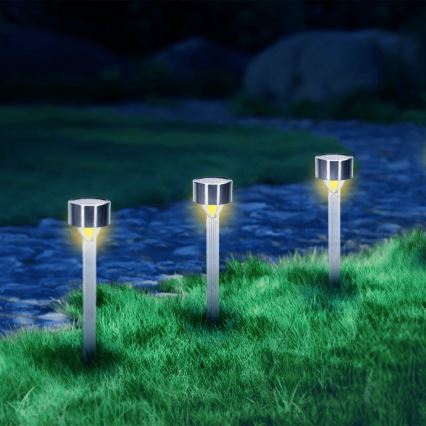 Aigostar - Ηλιακό LED Φωτιστικό LED/0,006W/1,2V 32εκ ματ χρώμιο 200 mAh 2700K IP44