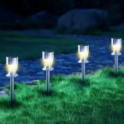 Aigostar - LED Ηλιακό Φωτιστικό LED/0,006W/1,2V 35,5cm ματ χρώμιο 2700K IP44 100 mAh