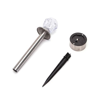 Aigostar - LED Ηλιακό Φωτιστικό LED/0,006W/1,2V 35,5cm ματ χρώμιο 2700K IP44 100 mAh