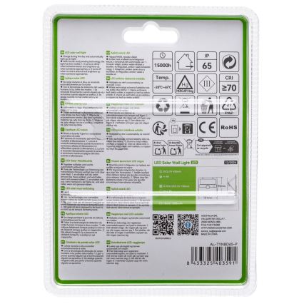 Aigostar - Ηλιακό LED φωτιστικό με αισθητήρα 3,7V 6500K 1200 mAh IP65 μαύρο