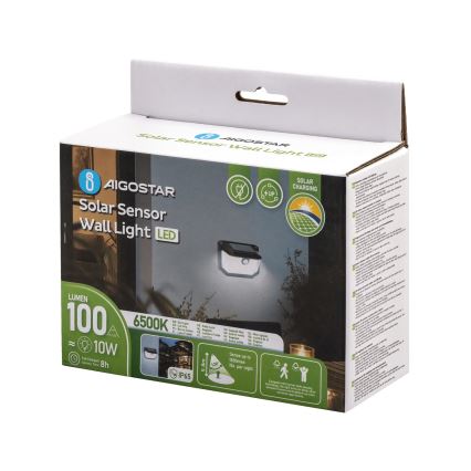 Aigostar - LED Ηλιακό Επιτοίχιο Φωτιστικό με Αισθητήρα LED/0,8W/5,5V 1200 mAh 6500K IP65