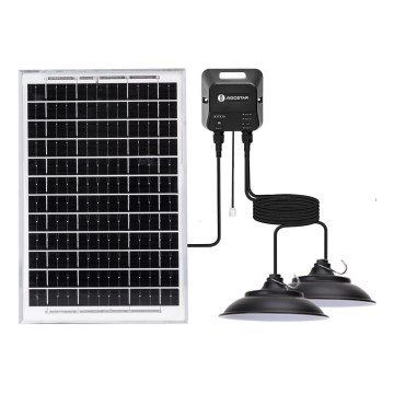 Aigostar - LED ηλιακό φωτιστικό με αισθητήρα, 2xLED/35W/12V, 6000 mAh, 6500K, IP65, Ø 15 cm + τηλεχειριστήριο