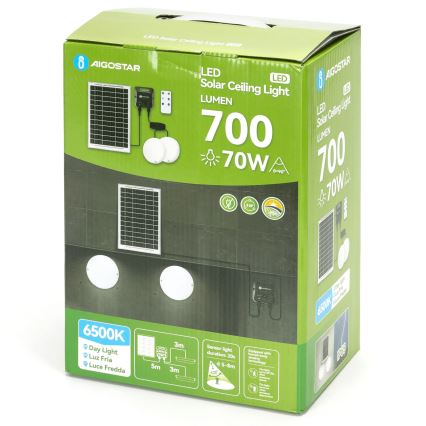 Aigostar - Ηλιακό LED φωτιστικό οροφής με αισθητήρα 2xLED/35W/3,7V 6000 mAh IP65 + τηλεχειριστήριο