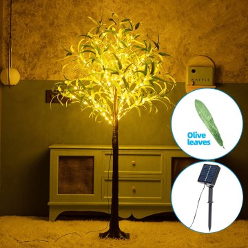 Aigostar - LED Ηλιακό διακοσμητικό 210xLED/3,5m IP65 1200 mAh ζεστό λευκό ελιά