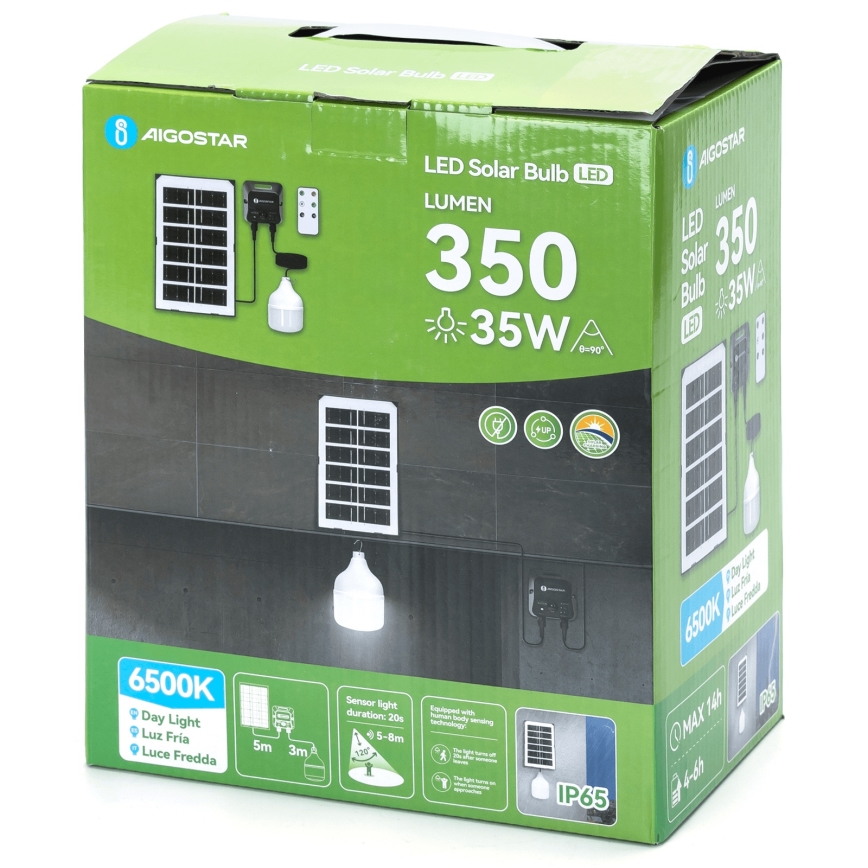 Aigostar - Ηλιακό LED φωτιστικό με αισθητήρα LED/35W/12V 3000 mAh 6500K IP65 διάμ. 10 cm + τηλεχειριστήριο