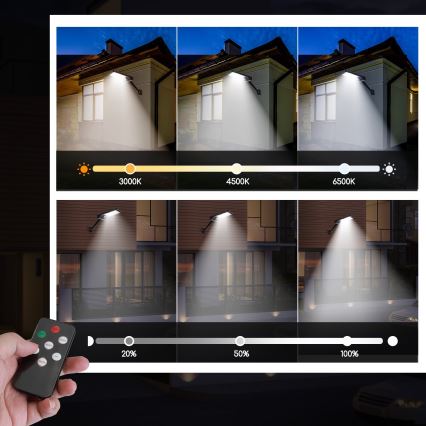 Aigostar - Ρυθμιζόμενος ηλιακός λαμπτήρας LED με αισθητήρα LED/2,3W/5,5V IP65 1800 mAh + τηλεχειριστήριο