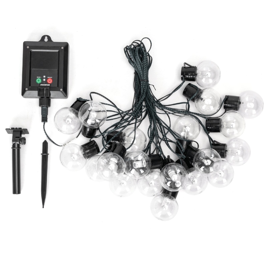Aigostar - LED Ηλιακό χριστουγεννιάτικο φωτιστικό αλυσίδα 20xLED/8 λειτουργίες 11,5μ IP65 πολύχρωμο