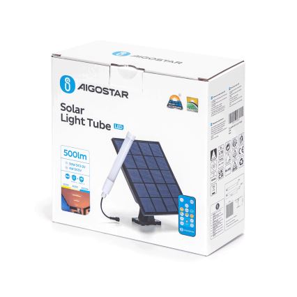 Aigostar - Ρυθμιζόμενος σωλήνας LED με ηλιακό πάνελ LED/3,2V 3000K/4000K/6500K IP65 5000 mAh + τηλεχειριστήριο