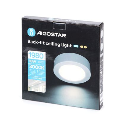 Aigostar - LED Πλαφονιέρα οροφής LED/18W/230V διάμετρος 22,6 cm 3000K λευκό