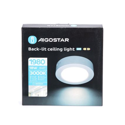 Aigostar - LED Πλαφονιέρα οροφής LED/18W/230V διάμετρος 22,6 cm 3000K λευκό