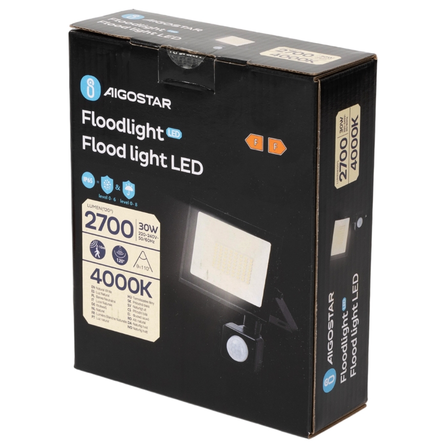 Aigostar - LED προβολέας με αισθητήρα LED/30W/230V 4000K IP65
