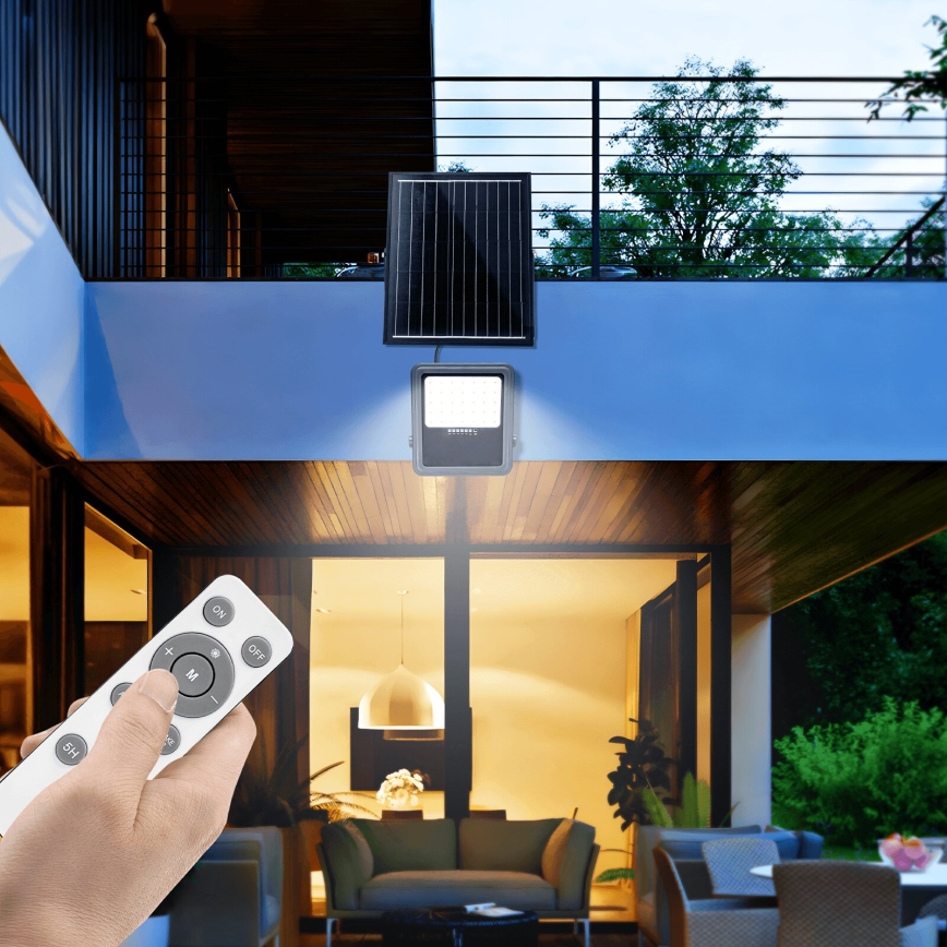 Aigostar - Ρυθμιζόμενος ηλιακός προβολέας LED/200W/3,4V IP65 15000 mAh + τηλεχειριστήριο