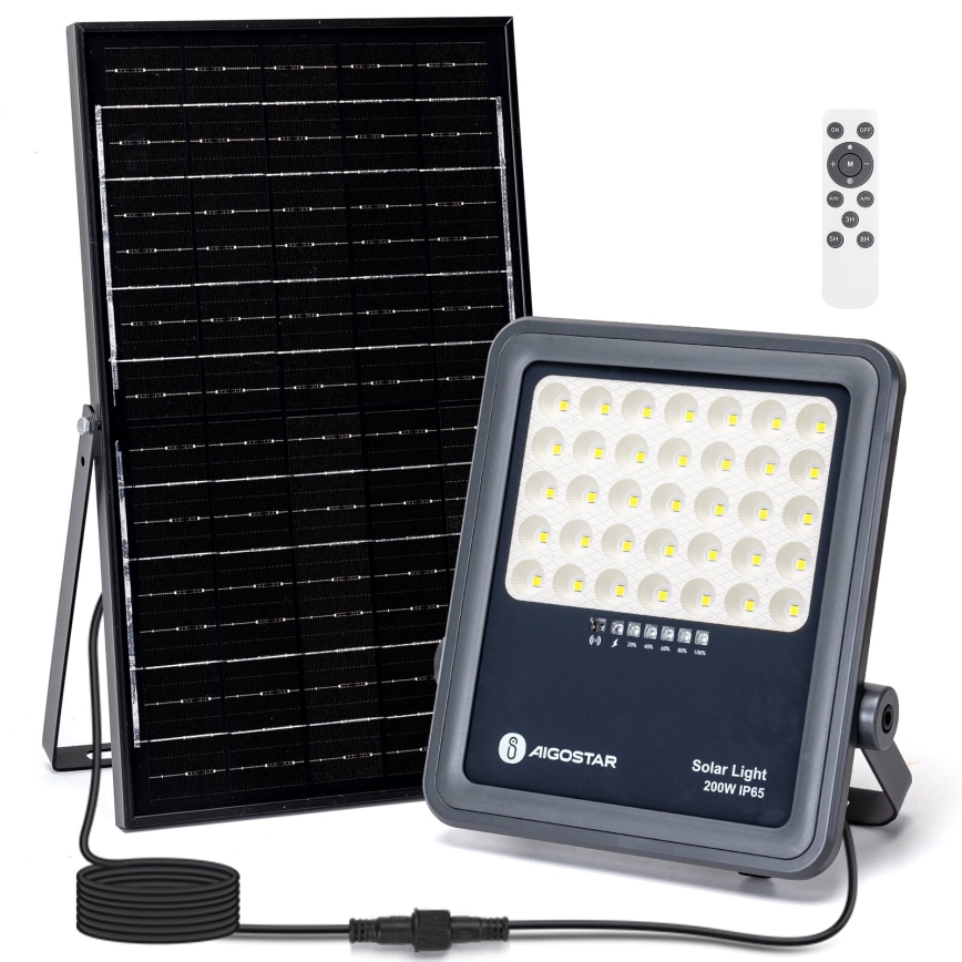 Aigostar - Ρυθμιζόμενος ηλιακός προβολέας LED/200W/3,4V IP65 15000 mAh + τηλεχειριστήριο