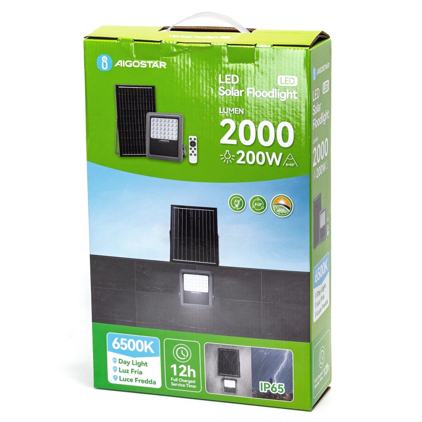 Aigostar - Ρυθμιζόμενος ηλιακός προβολέας LED/200W/3,4V IP65 15000 mAh + τηλεχειριστήριο