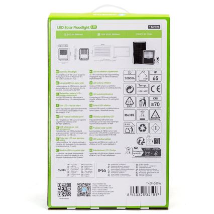 Aigostar - Ρυθμιζόμενος ηλιακός προβολέας LED/200W/3,4V IP65 15000 mAh + τηλεχειριστήριο