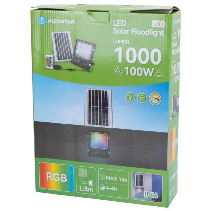 Aigostar - LED RGB Ρυθμιζόμενος ηλιακός προβολέας LED/100W/3,2V IP66 + τηλεχειριστήριο