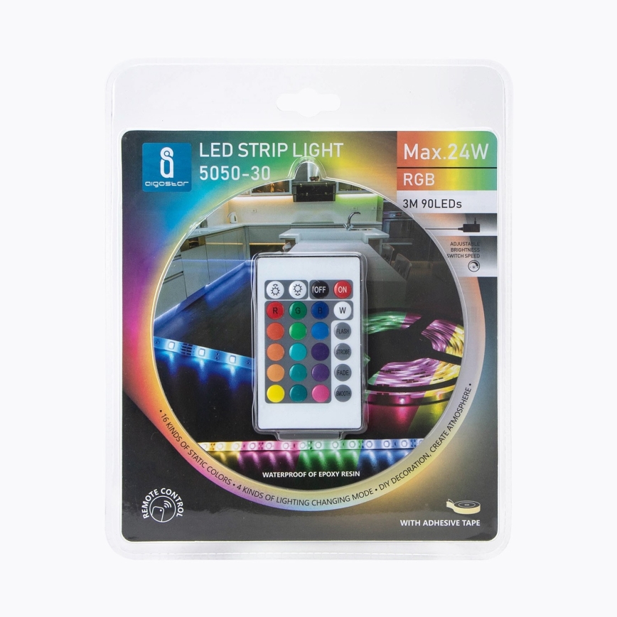 Aigostar - LED RGB Dimmable ταινία 3m LED/24W/12/230V IP65 + τηλεχειριστήριο