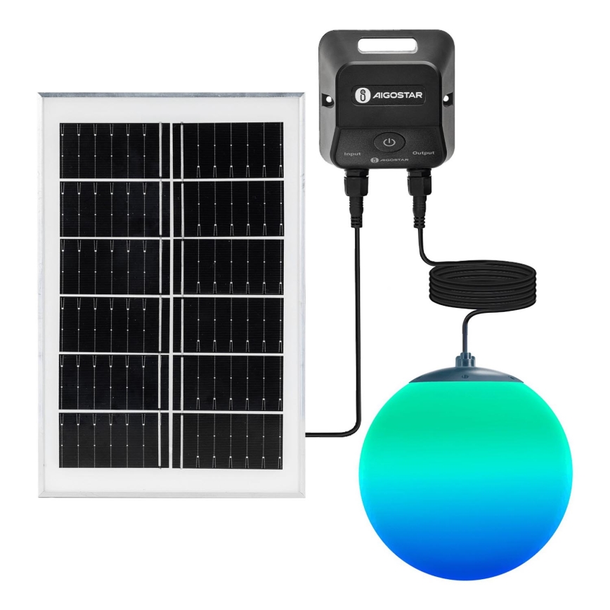 Aigostar - LED RGB Dimming ηλιακό κρεμαστό φωτιστικό οροφής MESH LED/20W/3,7V 4000 mAh 2700K-6500K IP65 διάμετρος 20 cm