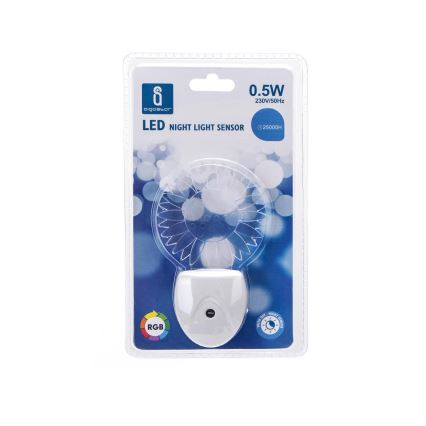 Aigostar - LED RGB Φωτάκι νυκτός με αισθητήρα LED/0,5W/230V ήλιος