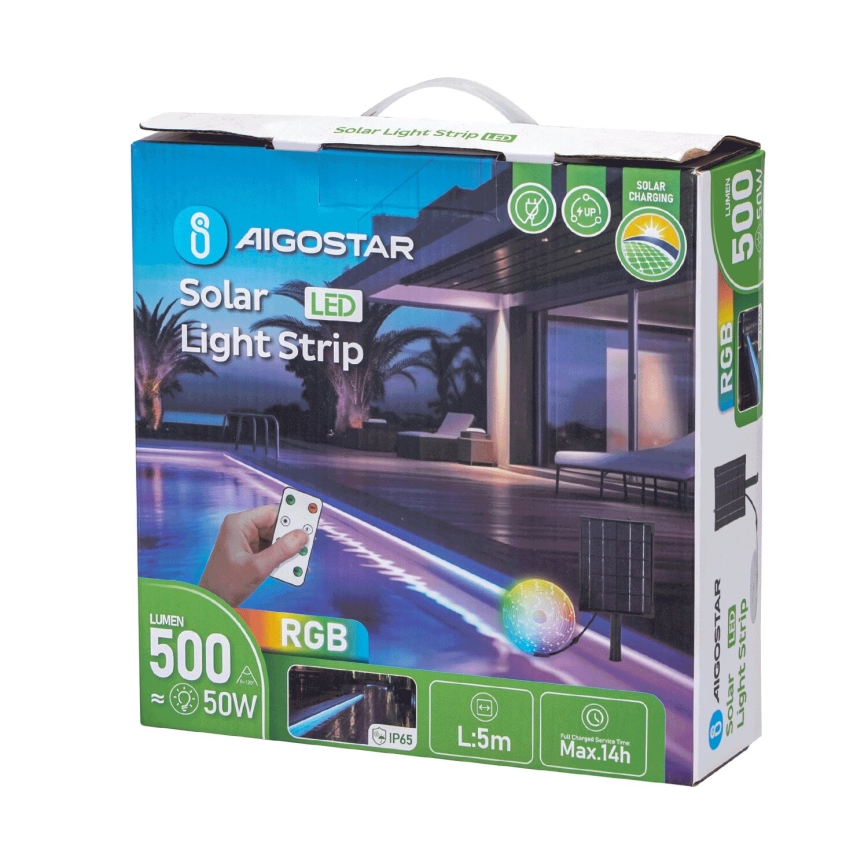Aigostar - LED RGB Ηλιακή ταινία Dimmable LED/5W/3,2V 5+2m IP65 4000 mAh + τηλεχειριστήριο