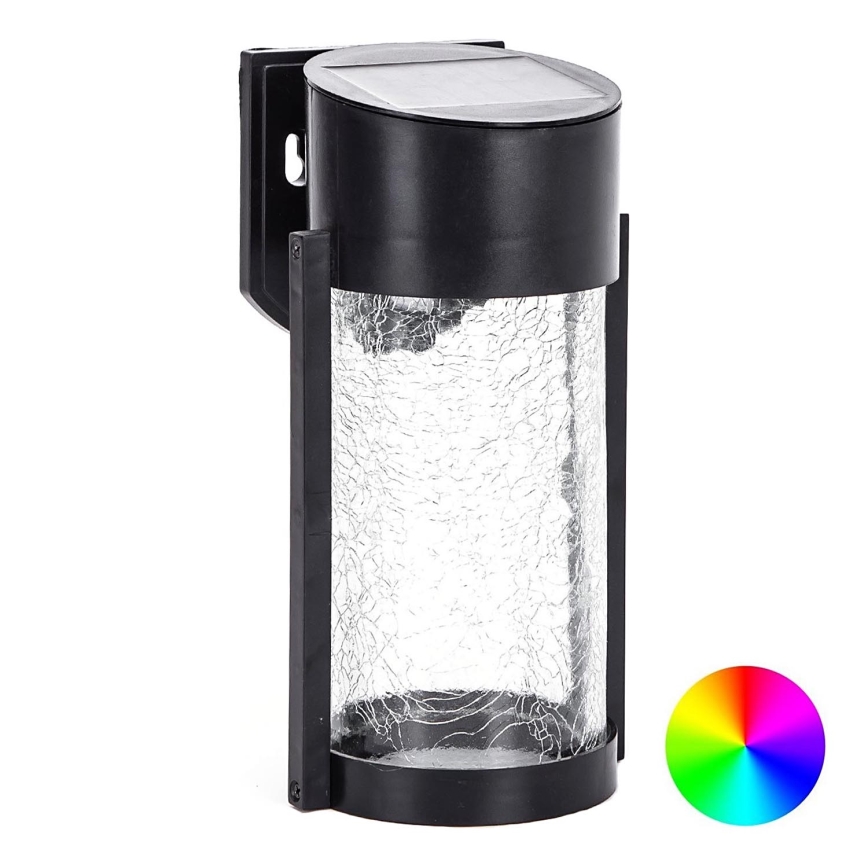 Aigostar - LED RGB Ηλιακό Επιτοίχιο Φωτιστικό LED/2W/1,2V 300 mAh μαύρο IP44
