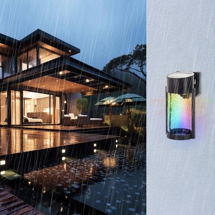 Aigostar - LED RGB Ηλιακό Επιτοίχιο Φωτιστικό LED/2W/1,2V 300 mAh μαύρο IP44