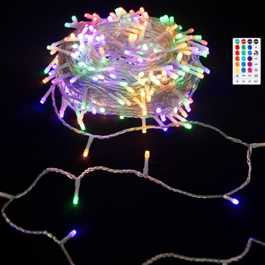 Aigostar - LED RGB εξωτερικά χριστουγεννιάτικα φωτάκια 50xLED / 7 λειτουργίες, 4xAA, 5,3m, IP44 πολύχρωμα + τηλεχειριστήριο