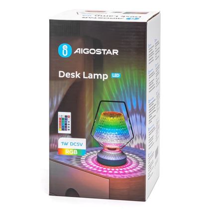 Aigostar - LED RGB Επαναφορτιζόμενη επιτραπέζια λάμπα dimming LED/1W/5V 1800mAh 20 cm + τηλεχειριστήριο