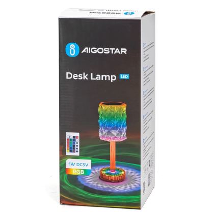 Aigostar - Ρυθμιζόμενο LED RGB Φορτιζόμενο Επιτραπέζιο Φωτιστικό LED/1W/5V 1800mAh 26 εκ. + τηλεχειριστήριο