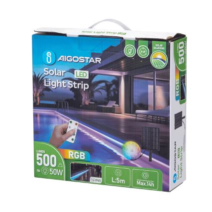 Aigostar - LED RGB Ηλιακή ταινία Dimmable LED/5W/3,2V 5+2m IP65 + τηλεχειριστήριο