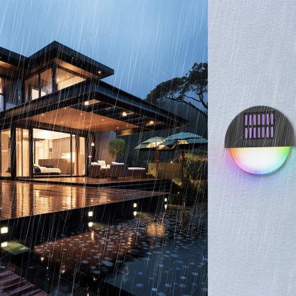 Aigostar - LED RGB Ηλιακό Επιτοίχιο Φωτιστικό LED/1W/1,2V μαύρο IP44 200 mAh