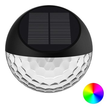 Aigostar - LED RGB Ηλιακό Επιτοίχιο Φωτιστικό LED/2W/1,2V 300 mAh μαύρο IP44