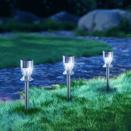 Aigostar - LED RGB Ηλιακό Φωτιστικό LED/0,006W/1,2V 35,5 εκ. 100 mAh ματ χρώμιο IP44