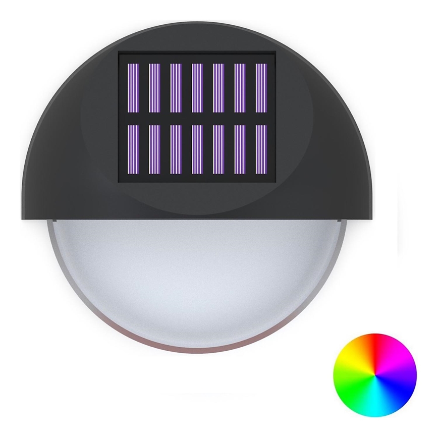 Aigostar - LED RGB Ηλιακό φωτιστικό τοίχου LED/1W/1,2V μαύρο IP44 200 mAh