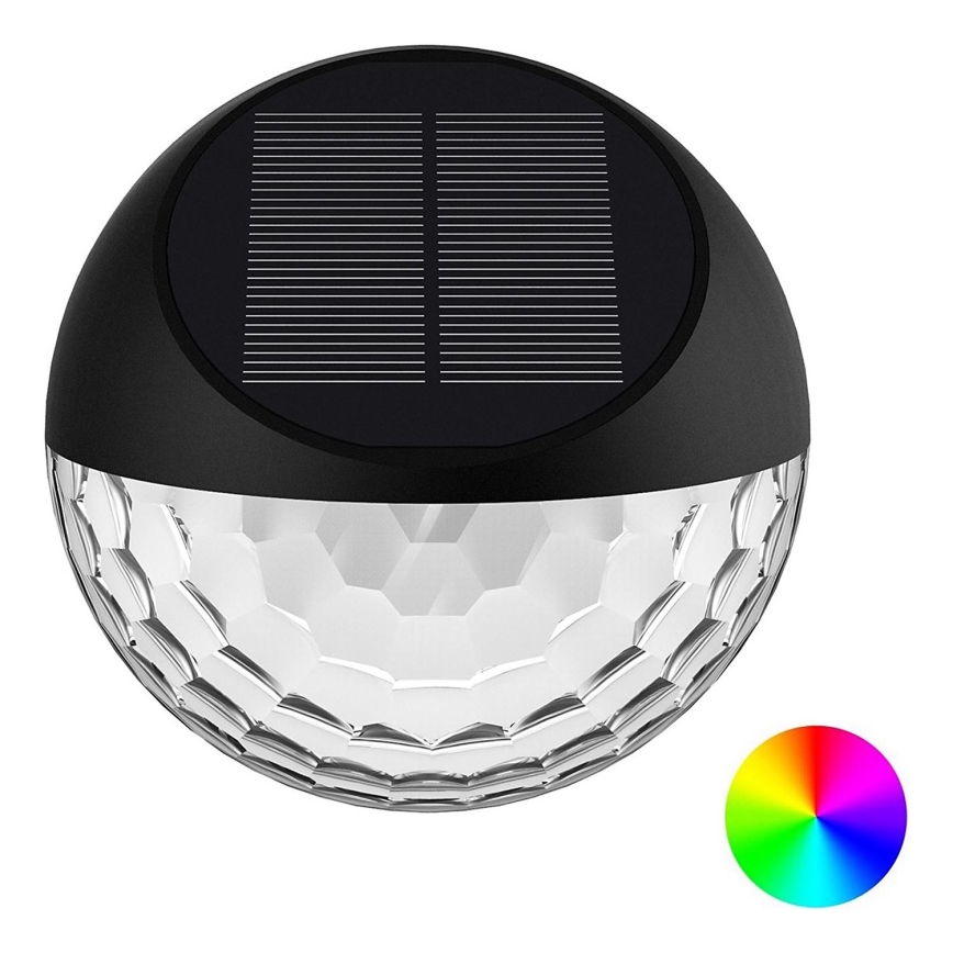 Aigostar - LED RGB Ηλιακό φωτιστικό τοίχου LED/2W/1,2V 300 mAh μαύρο IP44