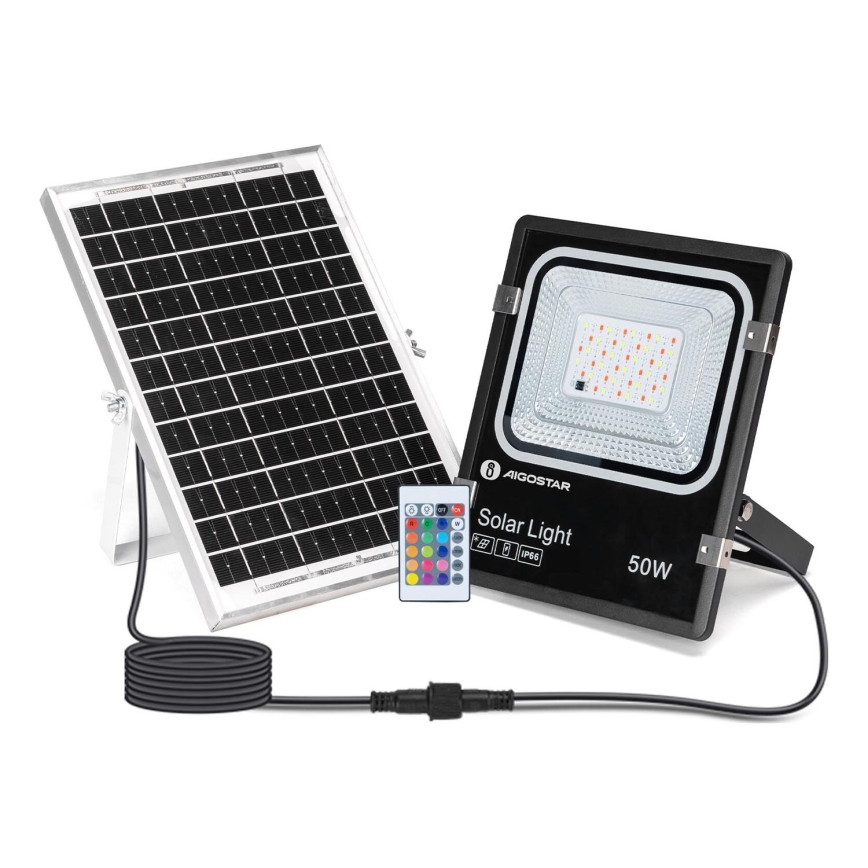 Aigostar - LED RGB Ηλιακός προβολέας Dimmable LED/50W/3,2V IP66 4000 mAh + τηλεχειριστήριο