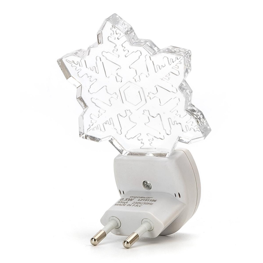 Aigostar - LED RGB Φωτάκι νυκτός με αισθητήρα σούρουπου LED/0,5W/230V snowflake
