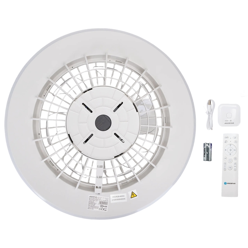 Aigostar - LED RGB Φωτιστικό οροφής dimmable με ανεμιστήρα MESH LED/40W/230V 2700-6500K λευκό + τηλεχειριστήριο