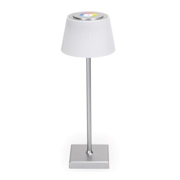 Aigostar - LED RGBW Dimmable επαναφορτιζόμενο επιτραπέζιο φωτιστικό εξωτερικού χώρου LED/4W/5V 3600mAh λευκό/ματ χρώμιο IP54