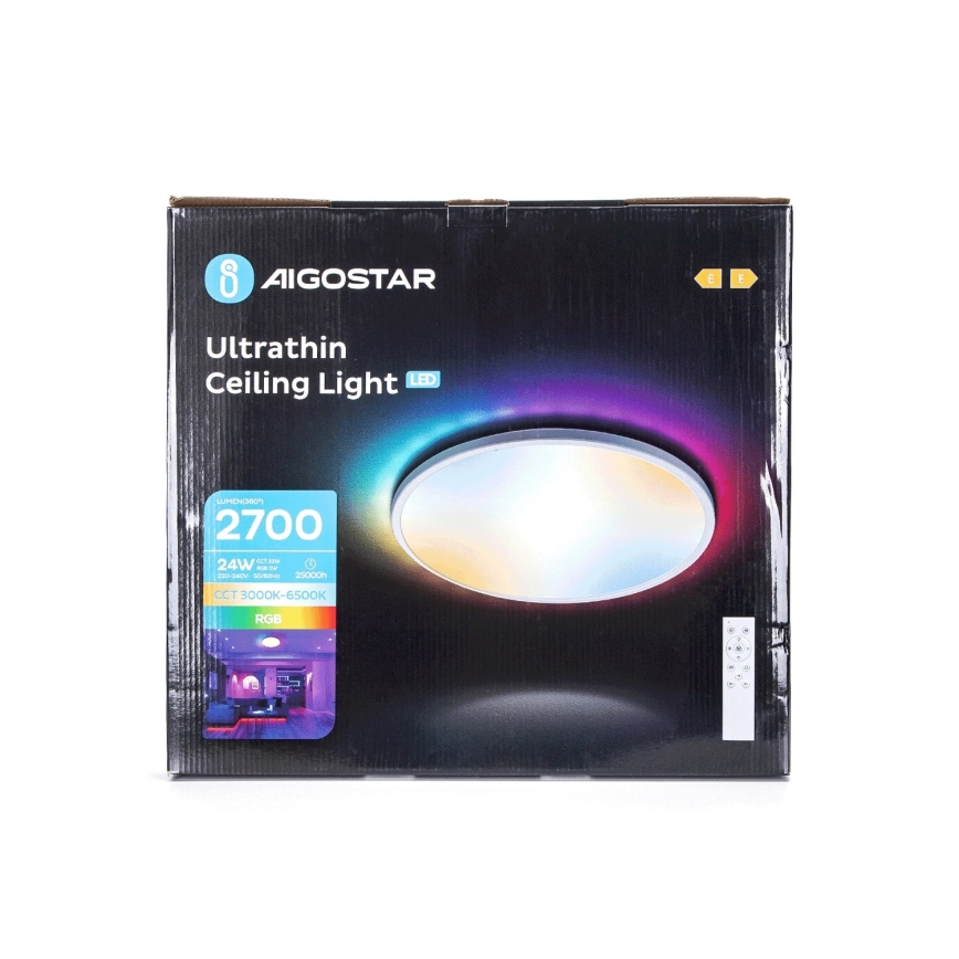 Aigostar - LED RGBW Φωτιστικό οροφής μπάνιου dimming LED/24W/230V 3000-6500K διάμετρος 42 cm IP44 + τηλεχειριστήριο