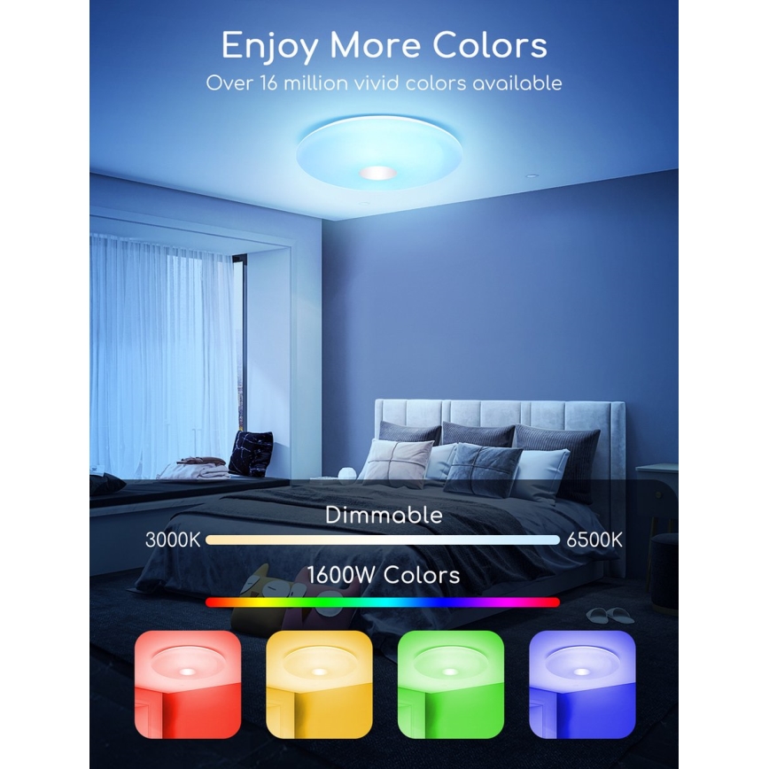 Aigostar - LED RGBW Dimmable φωτιστικό οροφής 18W/230V διάμετρος 34 cm Wi-Fi