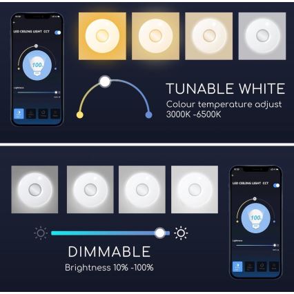 Aigostar - LED RGBW Dimmable φωτιστικό οροφής 18W/230V διάμετρος 34 cm Wi-Fi