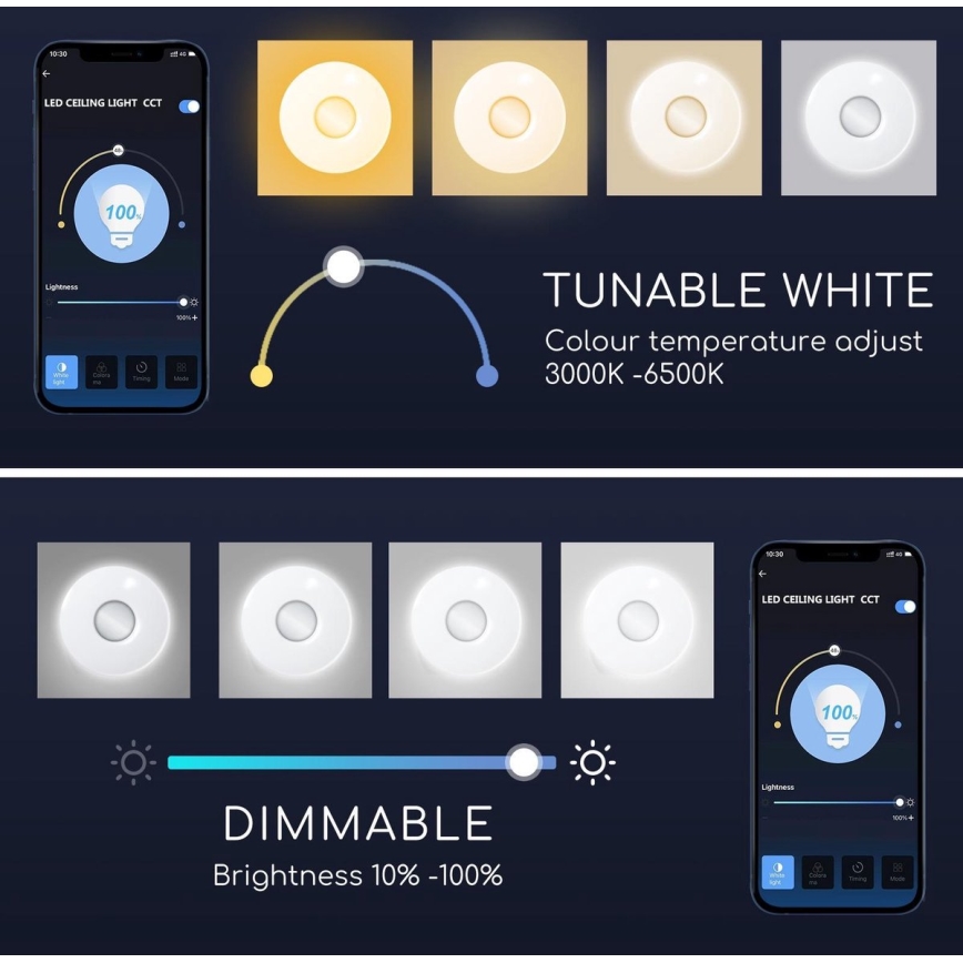 Aigostar - LED RGBW Dimmable φωτιστικό οροφής 18W/230V διάμετρος 34 cm Wi-Fi
