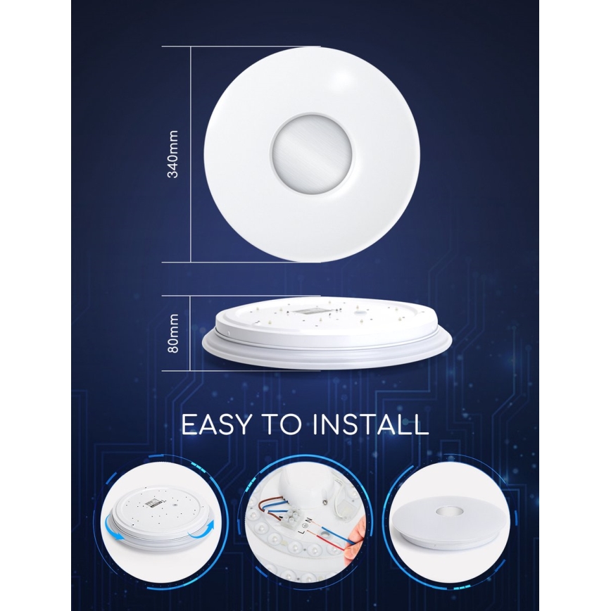 Aigostar - LED RGBW Dimmable φωτιστικό οροφής 18W/230V διάμετρος 34 cm Wi-Fi